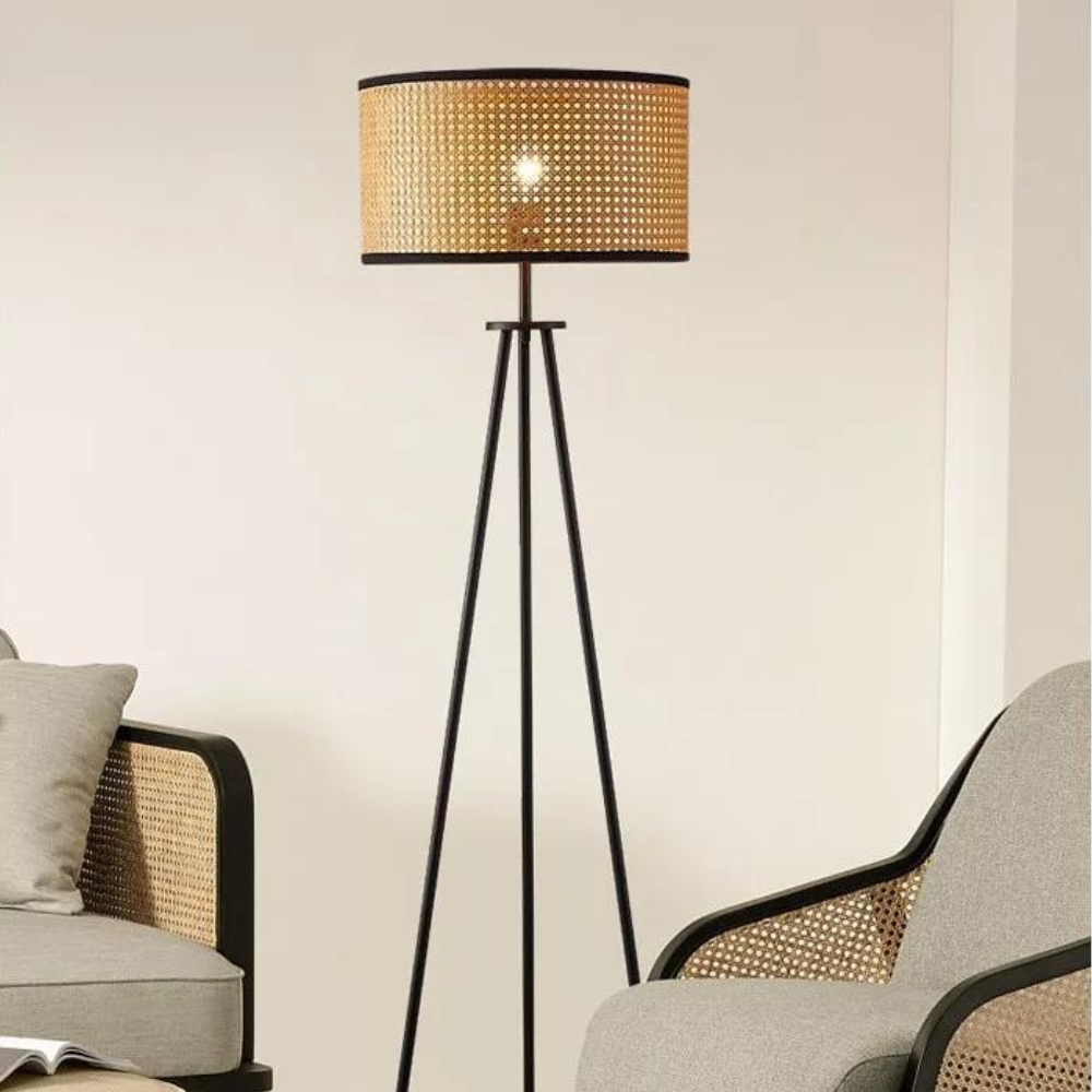 Lampadaire Trépied Cannage | MAELLE