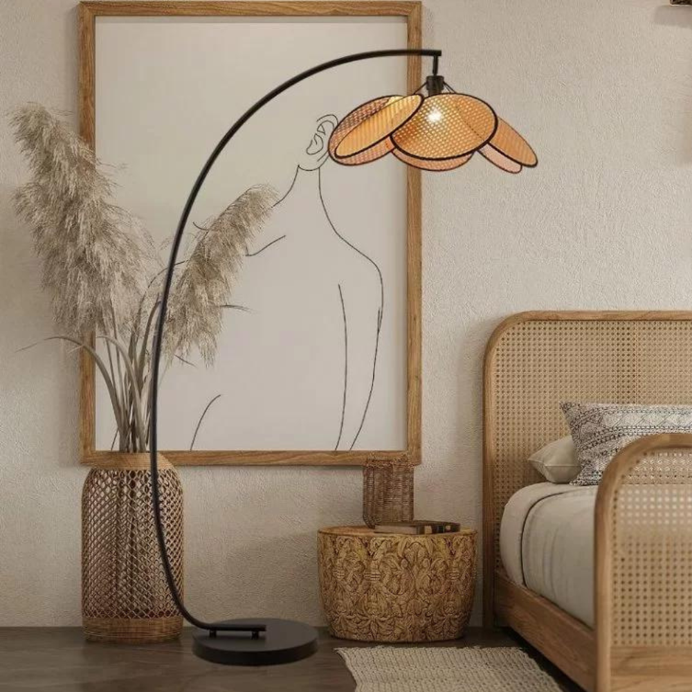 Lampadaire Rotin Japandi | FLORAISON