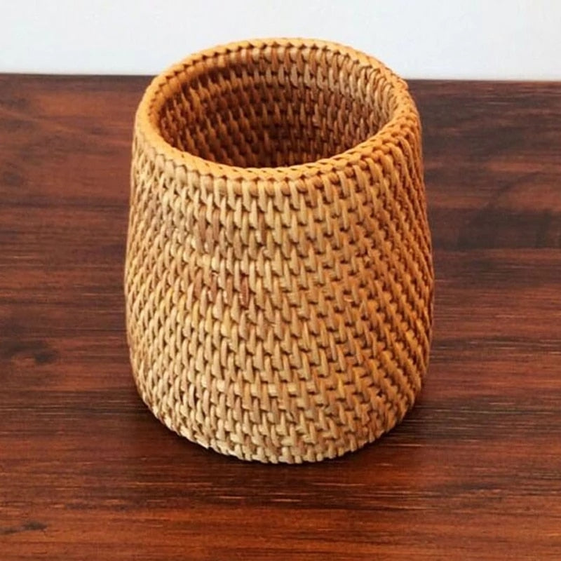 Pot de Rangement en Rotin