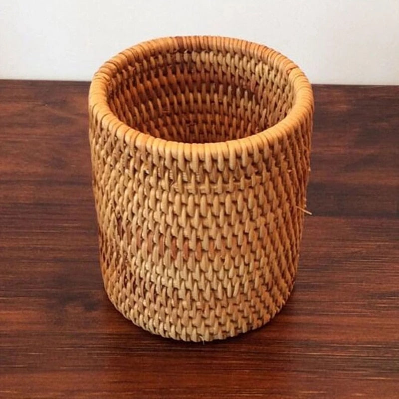 Pot de Rangement en Rotin