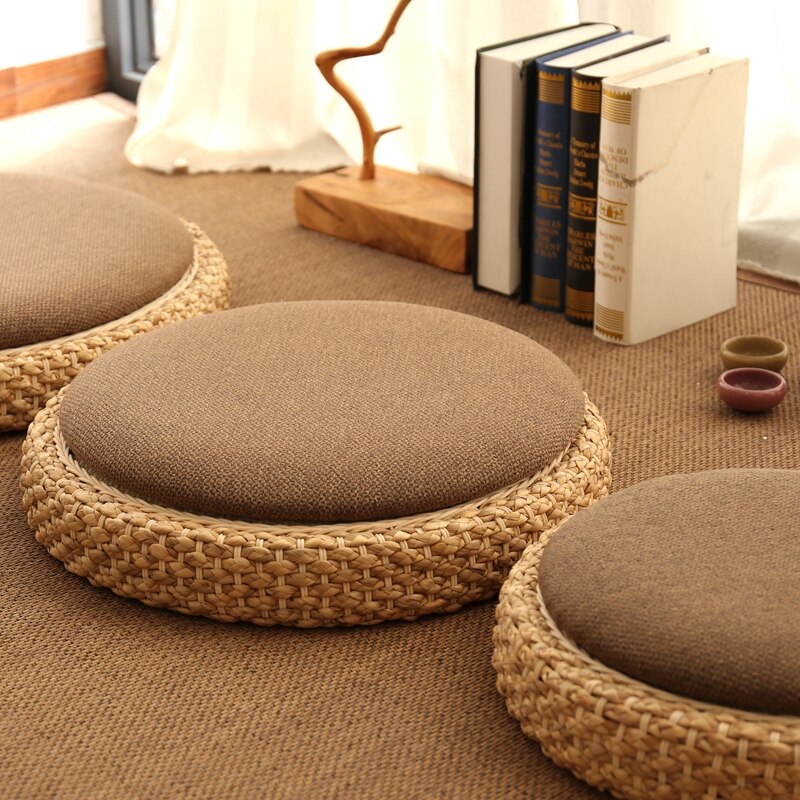 Pouf en Rotin & Tissu | THÉA