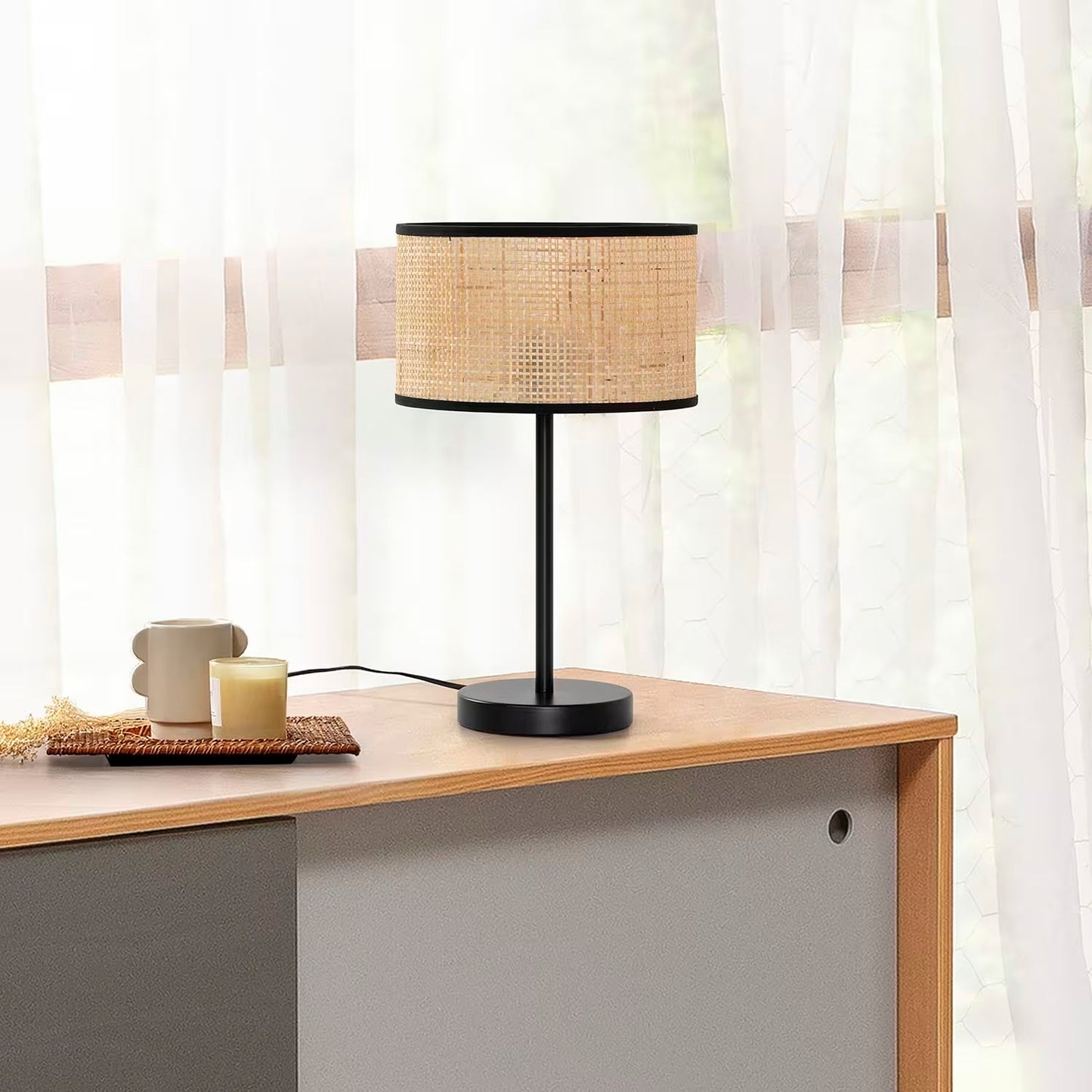 Lampe à Poser en Rotin Moderne | KASUKI