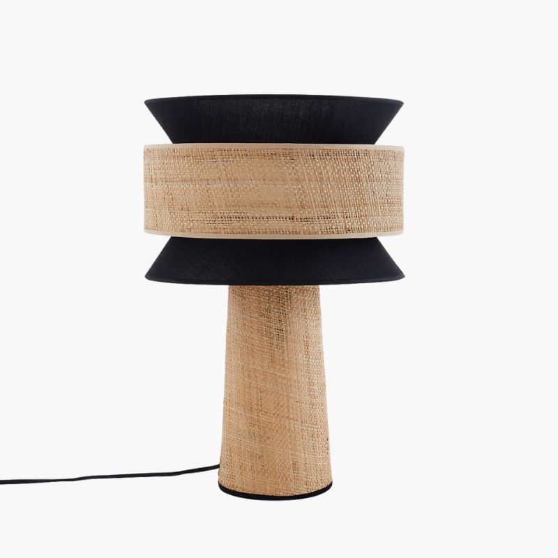 Lampe à poser Rotin et Noir | ELORA
