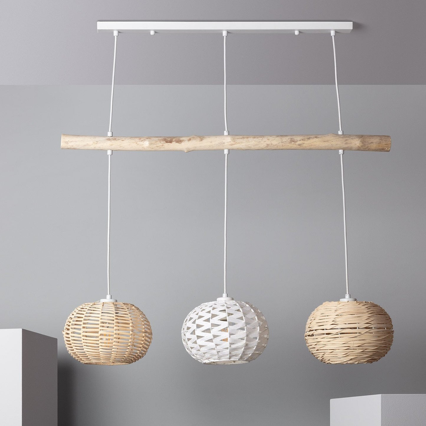 Suspension en Rotin et Bois Flotté | RIVAGE