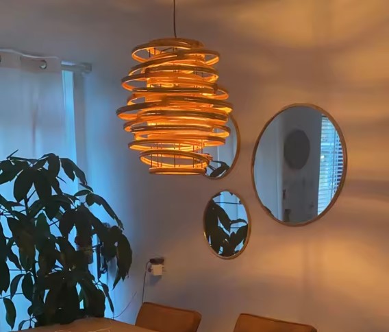 Suspension rotin et bambou spirale