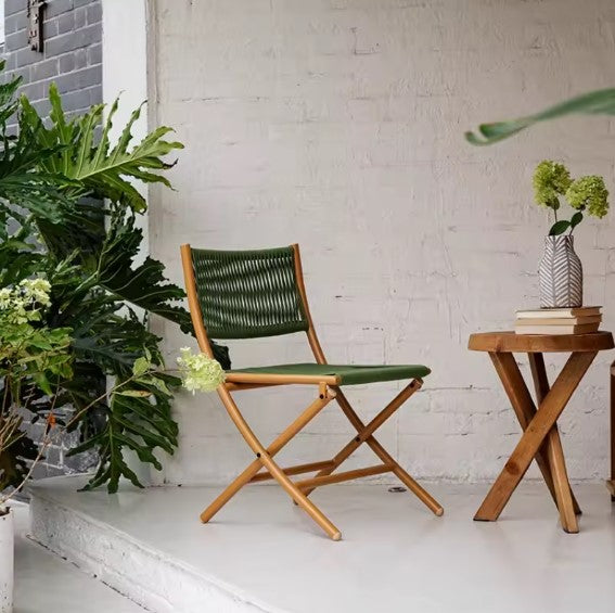 Fauteuil en rotin pliant vert