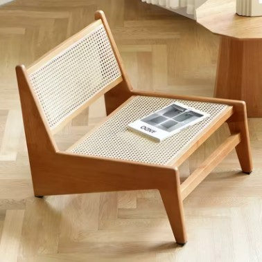 Fauteuil rotin et bois style antique