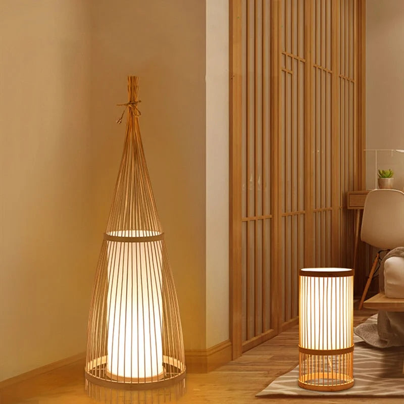 Lampadaire en Rotin Salon | LUMISPHÈRE