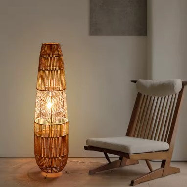 Lampadaire en Rotin Rétro