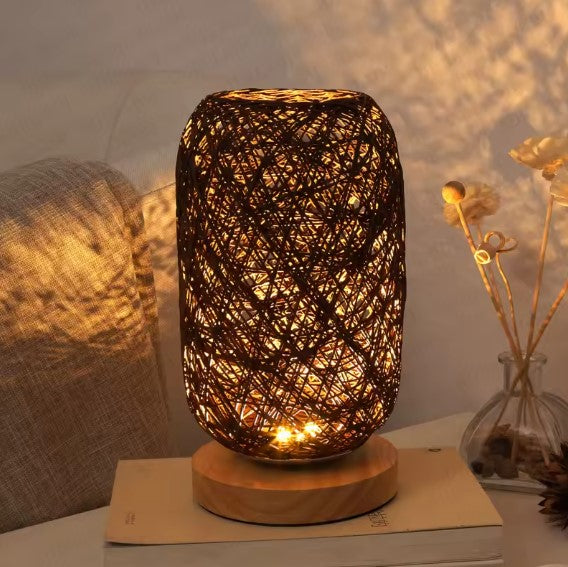 Lampe en rotin veilleuse