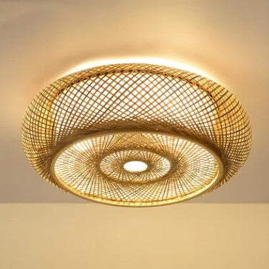 Luminaire en rotin vintage