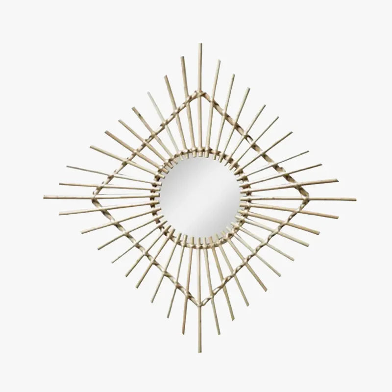 Miroir en Rotin Soleil Ancien | CÉLESTIA