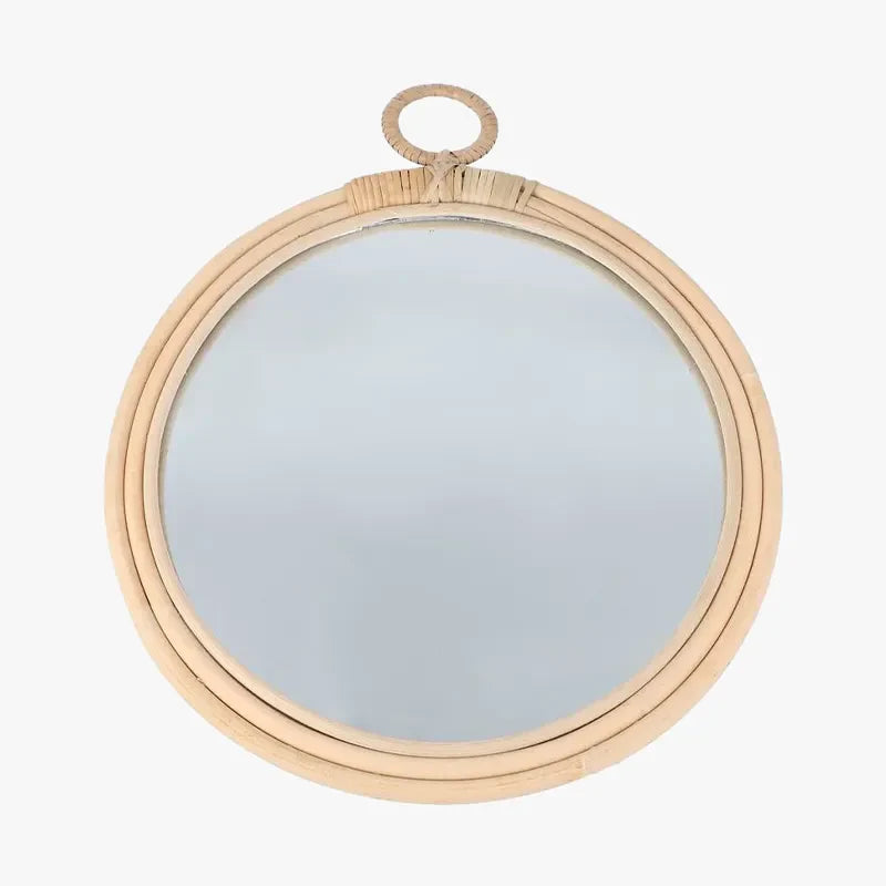 Miroir Rond Rotin Salle de Bain | AIGUE-MARINE