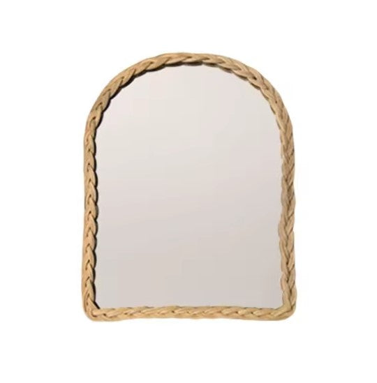 Miroir en rotin tresse