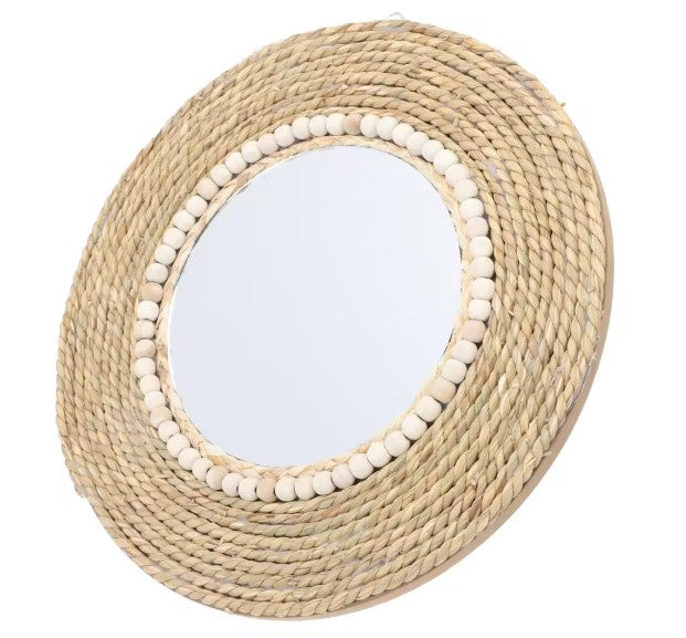 Miroir en rotin rond stylé