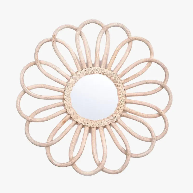 Miroir en Rotin Rond Blanc | MARGO