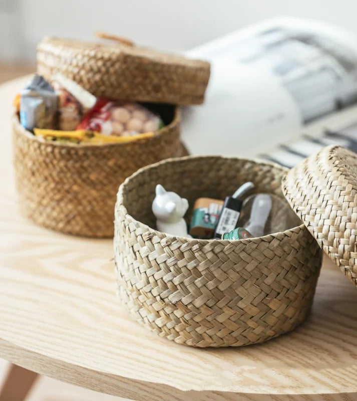 Panier en Rotin Avec Couvercle