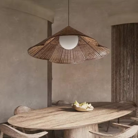 Suspension rotin style chapeau japonais