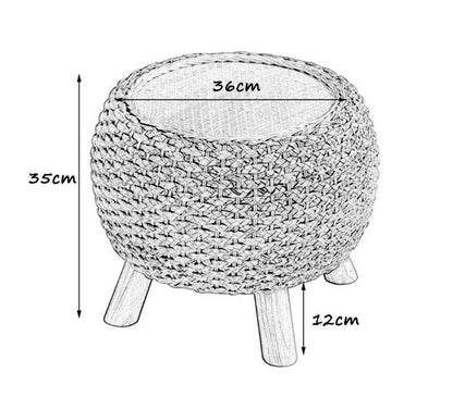 Pouf en Rotin Tabouret Bois | TERRA