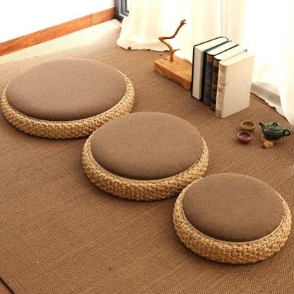 Pouf en Rotin & Tissu | THÉA