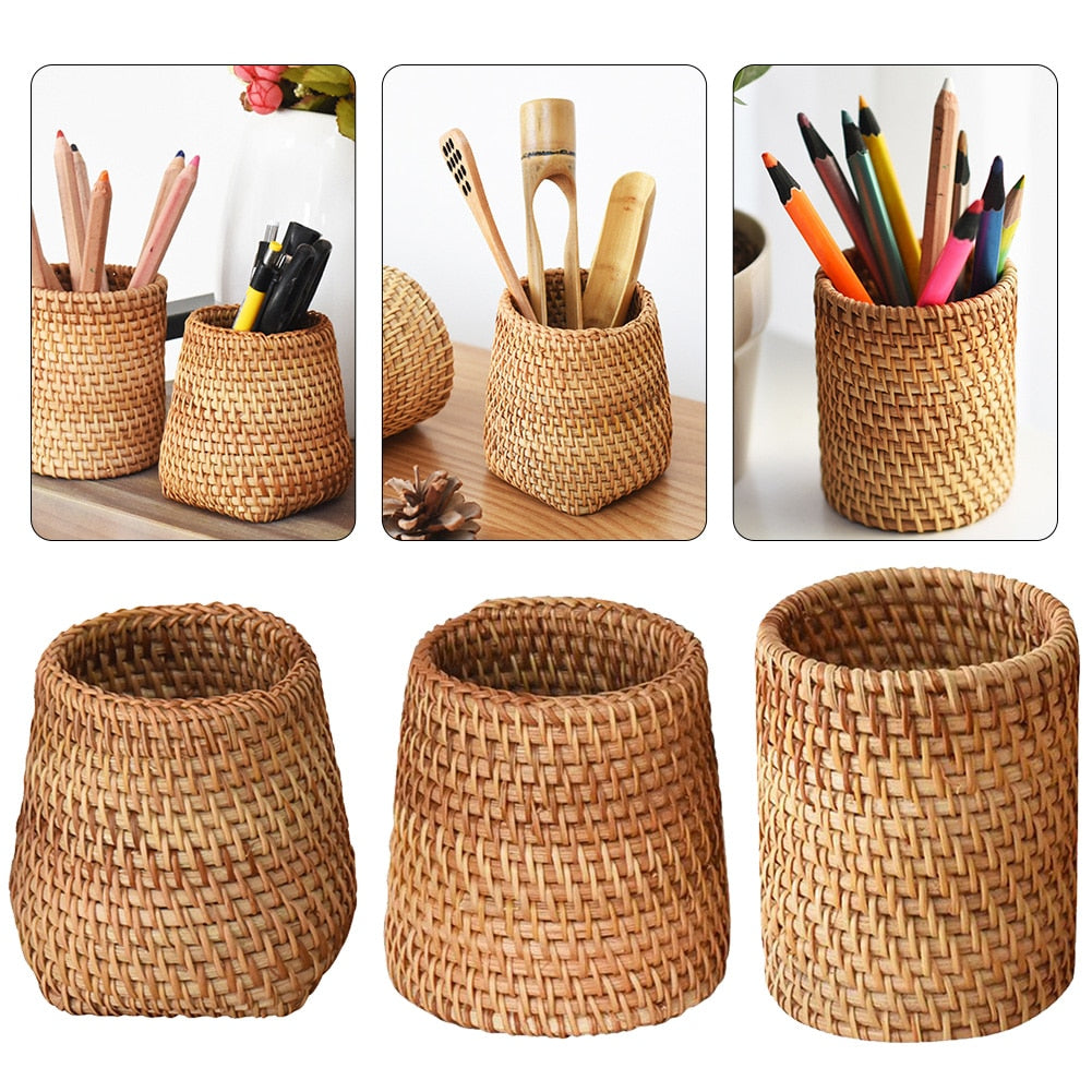 Pot de Rangement en Rotin