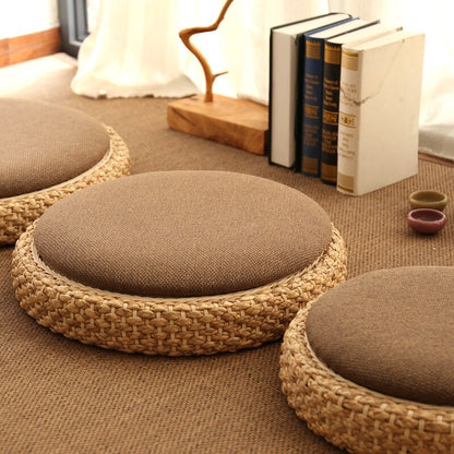 Pouf en Rotin & Tissu | THÉA