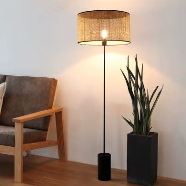 Lampadaire rotin style rural