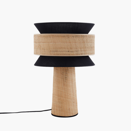 Lampe à poser Rotin et Noir | ELORA