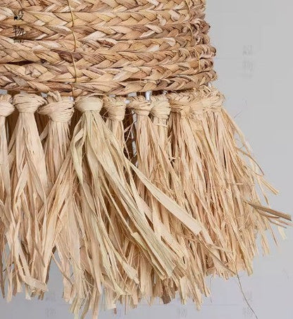 Suspension rotin chapeau bohème