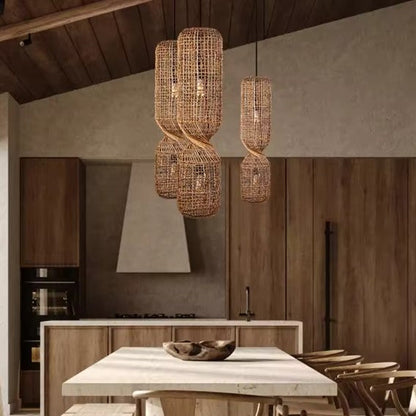 Suspension rotin style sablier