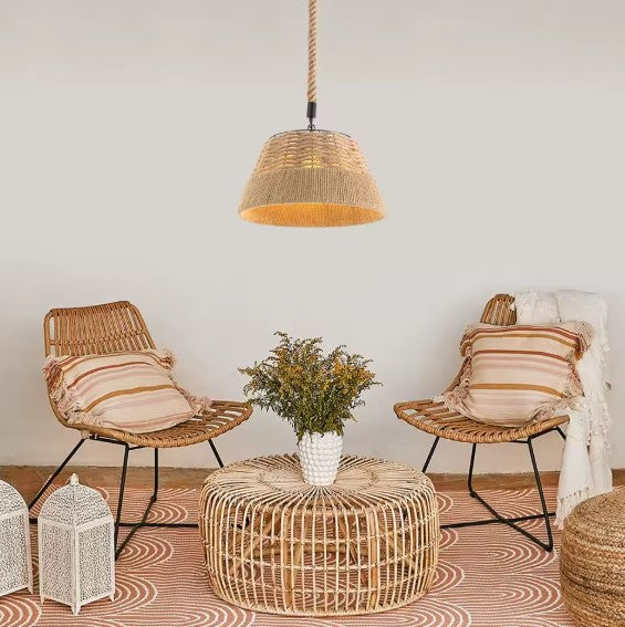 Suspension rotin style cloche