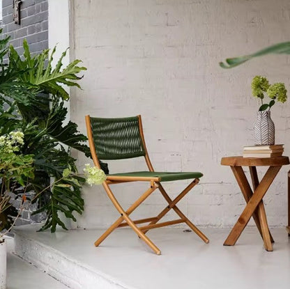 Fauteuil en rotin pliant vert