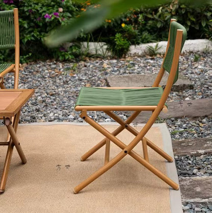 Fauteuil en rotin pliant vert