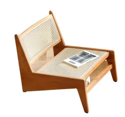 Fauteuil rotin et bois style antique