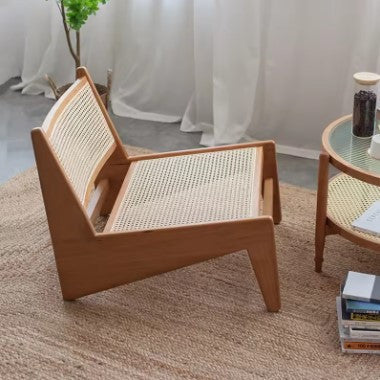 Fauteuil rotin et bois style antique