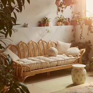 Fauteuil en rotin pétale fleur