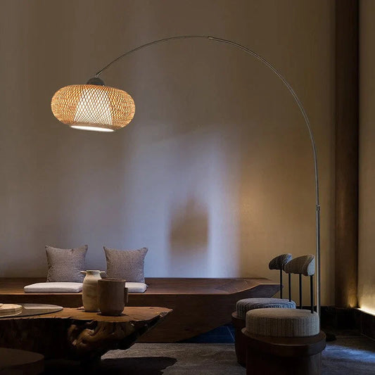 Lampadaire Arc en Rotin | ÉLÉGANCE