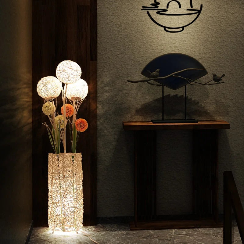 Lampadaire Fleur Rotin | FLORA