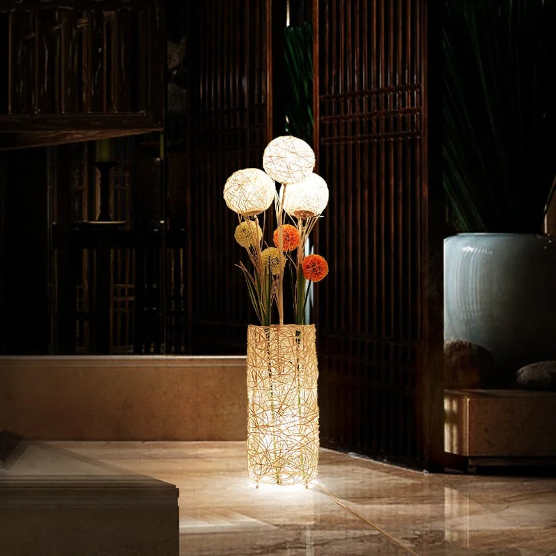 Lampadaire Fleur Rotin | FLORA