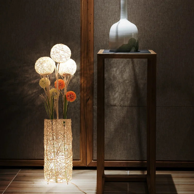 Lampadaire Fleur Rotin | FLORA