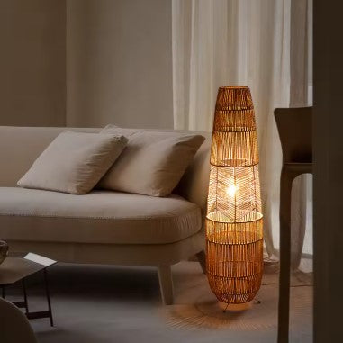 Lampadaire en Rotin Rétro