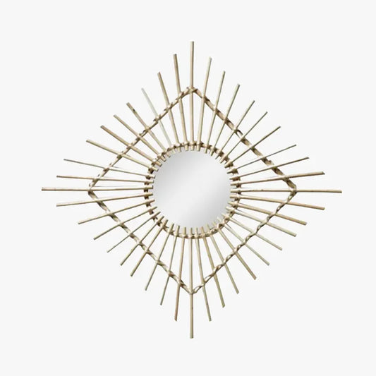 Miroir en Rotin Soleil Ancien | CÉLESTIA