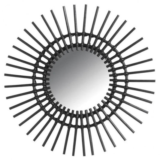 Miroir Soleil Rotin Noir