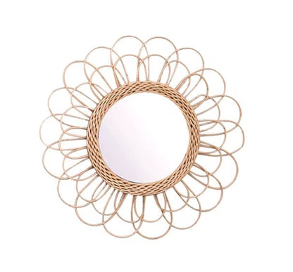 Miroir en rotin tournesol