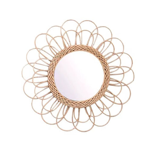 Miroir en rotin tournesol