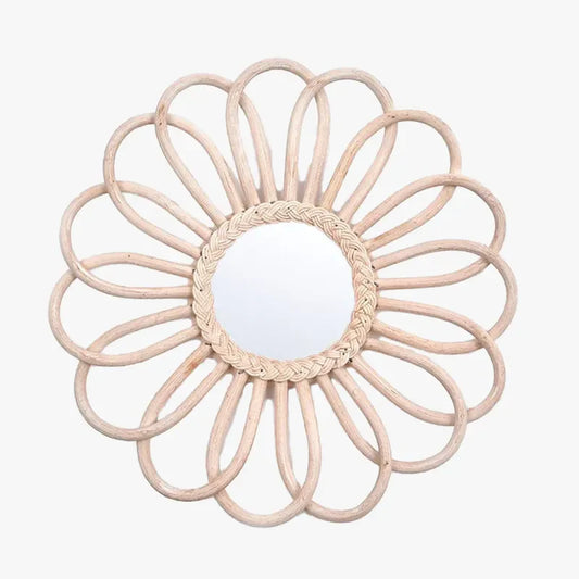 Miroir en Rotin Rond Blanc | MARGO