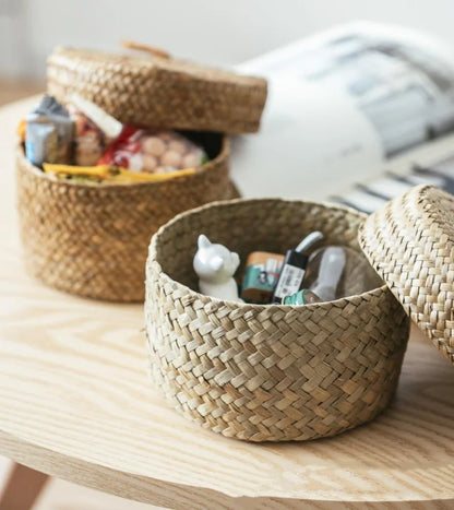 Panier en Rotin Avec Couvercle