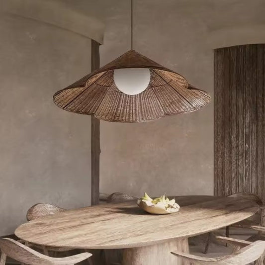 Suspension rotin style chapeau japonais